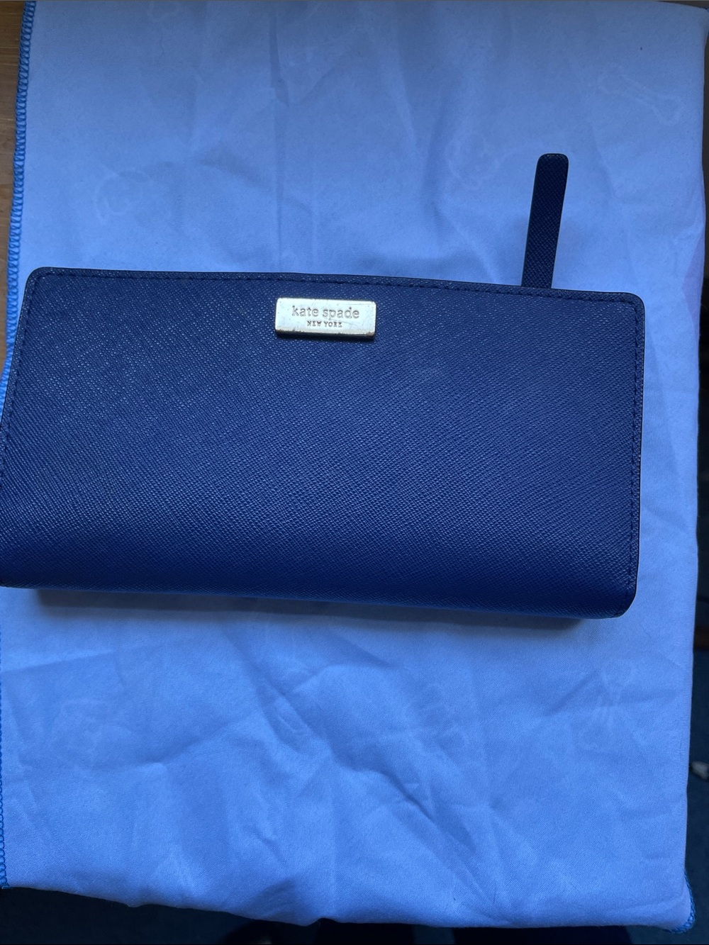 kate spade navy Saffiano continental wallet with logo plaque